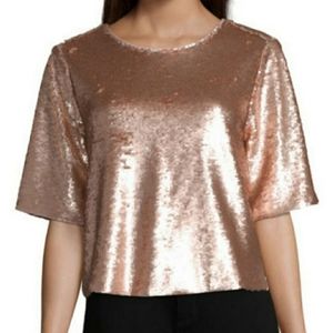 Peyton & Parker matte rose sequin bow back womens top size small